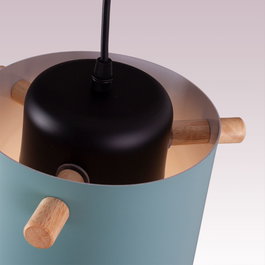 Averie Lámpara Colgante Turquesa Madera/Acero E27