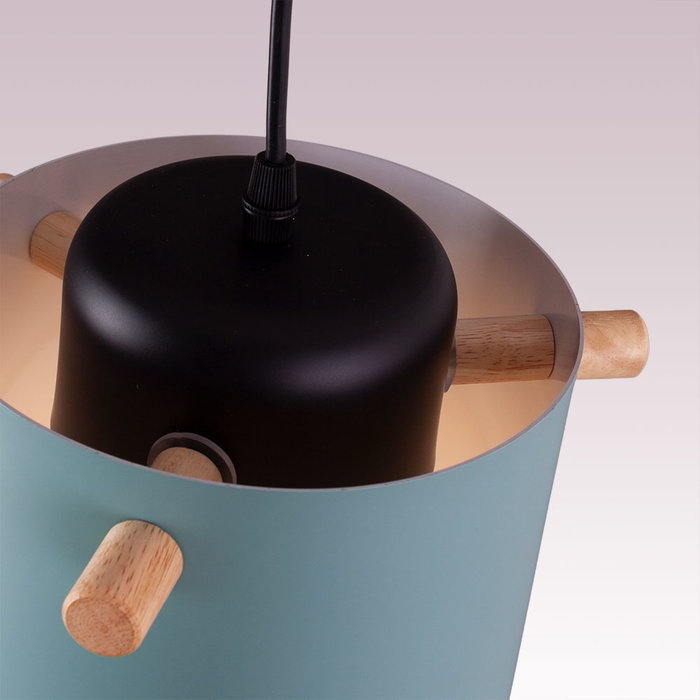 Averie Lámpara Colgante Madera Acero Turquesa 1xE27 Sin Bombilla SKD-P1013-T