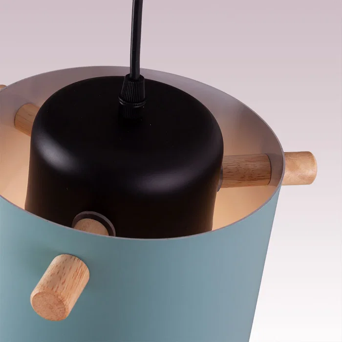 Lámpara Colgante Averie SKD-P1013-T Metal y Madera Moderna, Blanco, Verde Oliva, Salmón, Turquesa