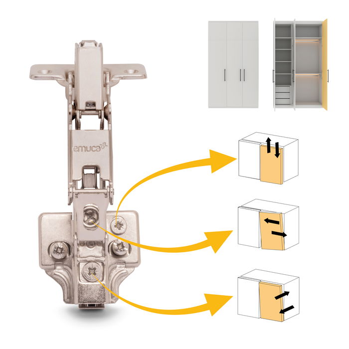 Emuca Lote de 10 bisagras supercodo X91 apertura 165 grados con cierre suave y suplementos Euro, Altura 0, Acero, Niquelado Emuca Lote de 10 bisagras supercodo X91 apertura 165 grados con cierre suave y suplementos Euro, Altura 0, Acero, Niquelado
