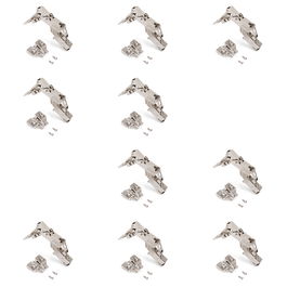 Emuca Lote de 10 bisagras supercodo X91 apertura 165 grados con cierre suave y suplementos Euro, Altura 0, Acero, Niquelado