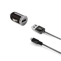 Celly CCUSBMICRO Cargador de Coche USB para Smartphone y Tableta, Negro y Plata