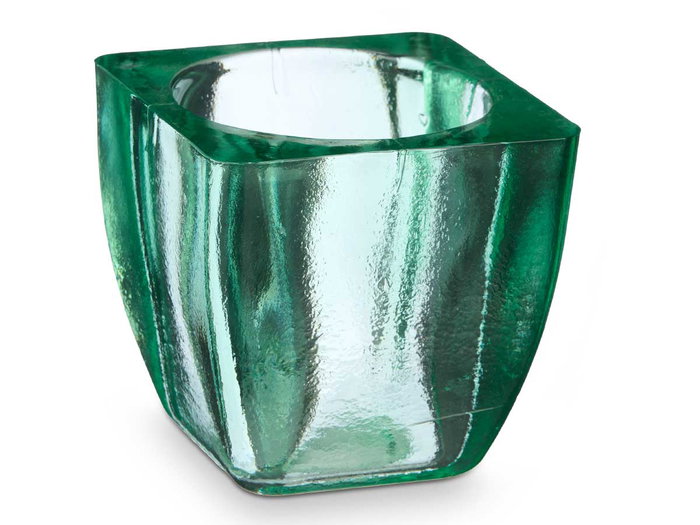 Giftdecor Portavela Cuadrado de Vidrio Reciclado Verde 10.5x10.5x10.5 cm (Set de 6)