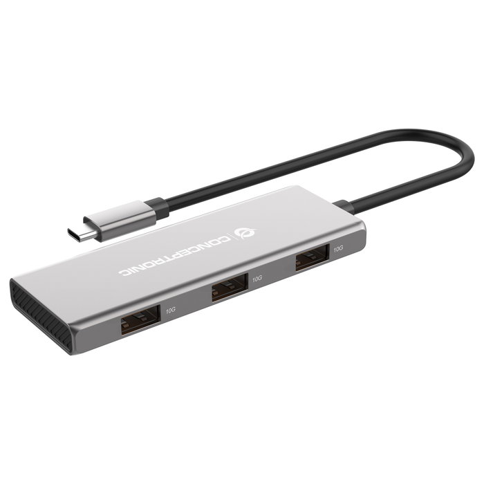 Conceptronic HUBBIES17G Hub USB 3.2 Gen-2 de 7 puertos (4x USB-C, 3x USB-A), 10 Gbps, Gris