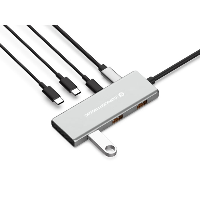 Conceptronic HUBBIES17G Hub USB-C de 7 puertos, 10 Gbps, Gris