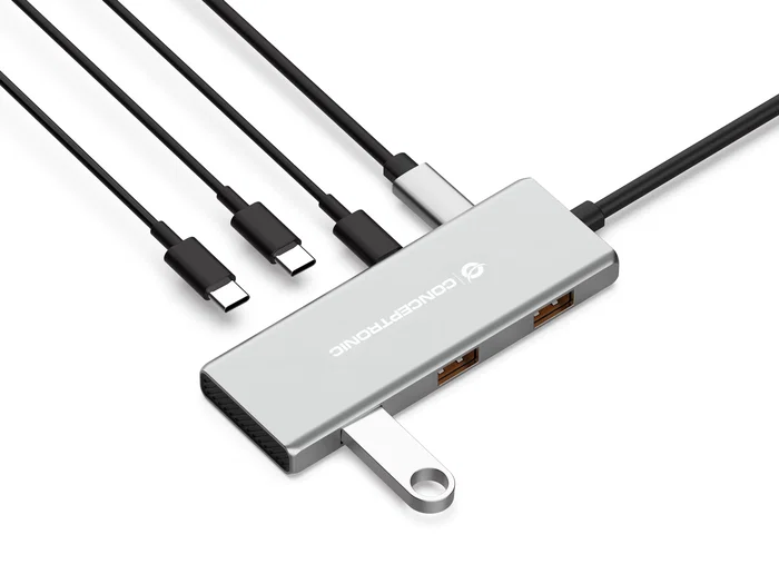 Conceptronic HUBBIES17G Hub USB 3.2 Gen 2 de 7 puertos, 10Gbps, Gris