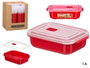 LEKNES Fiambrera Roja y Transparente de 1,3L