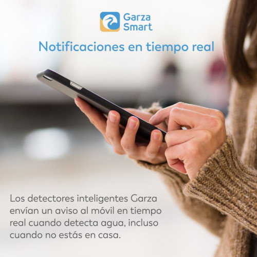 Garza 401346C Detector de Seguridad de Inundación Smart Wifi con Alarma Sonora y Notificaciones en Tiempo Real
