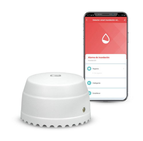 Garza 401346C Detector de Seguridad de Inundación Smart Wifi con Alarma Sonora y Notificaciones en Tiempo Real