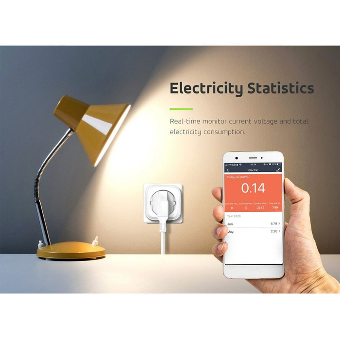 Enchufe con control remoto wifi greenblue, android/ios/alexa/google home, consumo de energÍa, temporizador, mÁx. energÍa, tempor