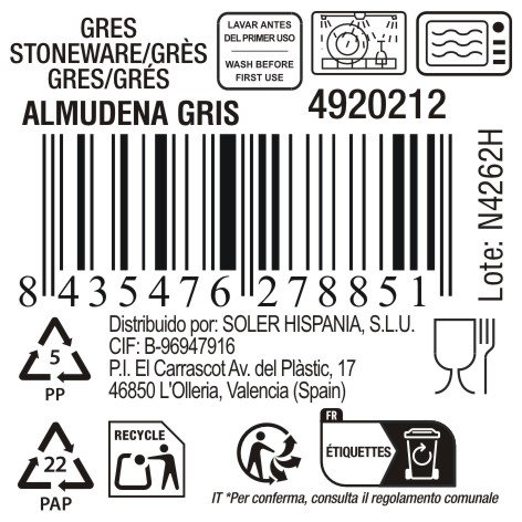 La Mediterranea Mug 330 Cc Gris "Almudena" Md (36 Unidades)