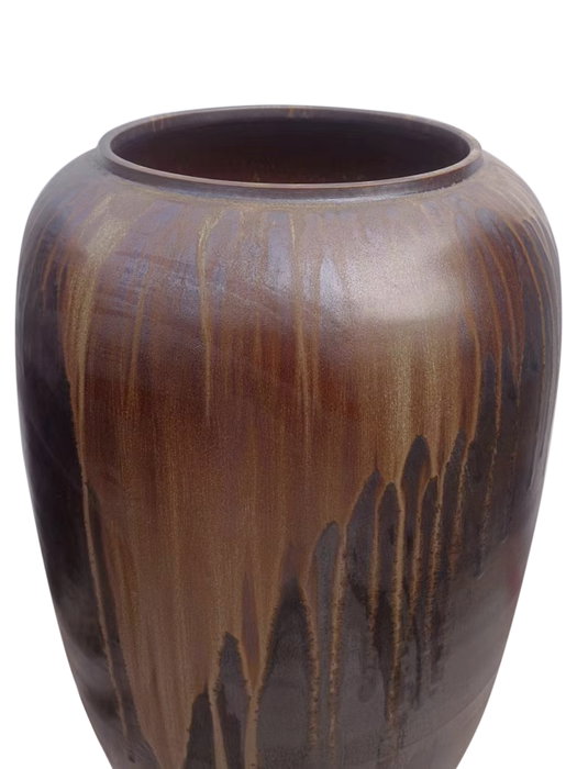 DKD Home Decor Ánfora de Cerámica Vidriada Marrón Oscuro 38x38x60 cm