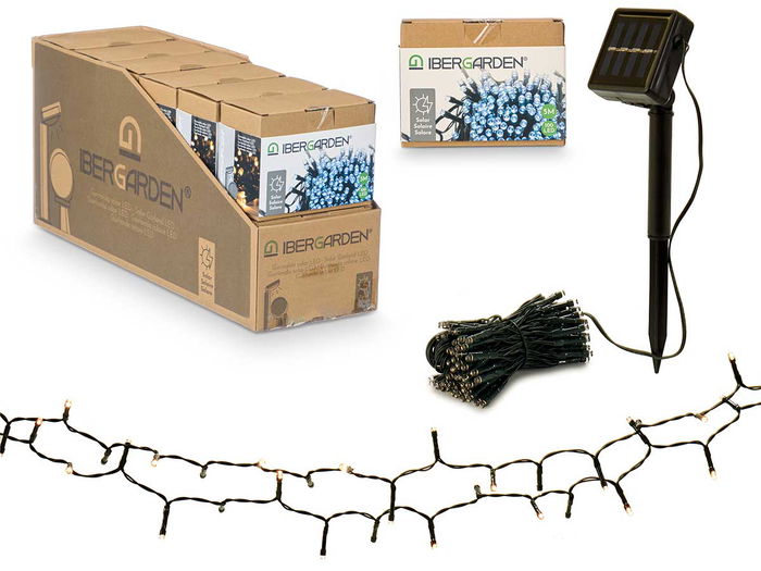 Ibergarden Guirnalda Solar 100 LEDs Blancas, 5 Metros de Largo, Panel Solar y Bateria Recargable Incluidos, Color Negro, Dimensiones 13 x 10 x 7 cm (Set de 12) Ibergarden Guirnalda Solar 100 LEDs Blancas, 5 Metros de Largo, Panel Solar y Bateria Recargable Incluidos, Color Negro, Dimensiones 13 x 10 x 7 cm (Set de 12)