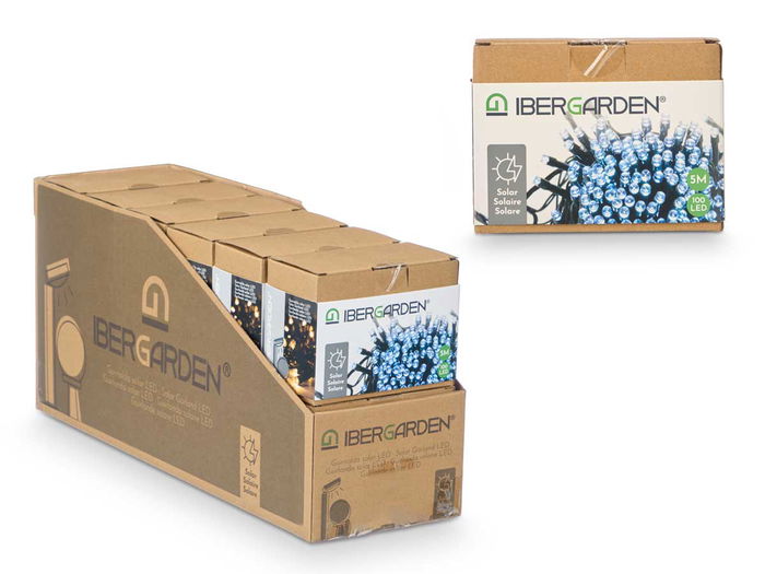 Ibergarden Guirnalda Solar 100 LEDs Blancas, 5 Metros de Largo, Panel Solar y Bateria Recargable Incluidos, Color Negro, Dimensiones 13 x 10 x 7 cm (Set de 12) Ibergarden Guirnalda Solar 100 LEDs Blancas, 5 Metros de Largo, Panel Solar y Bateria Recargable Incluidos, Color Negro, Dimensiones 13 x 10 x 7 cm (Set de 12)