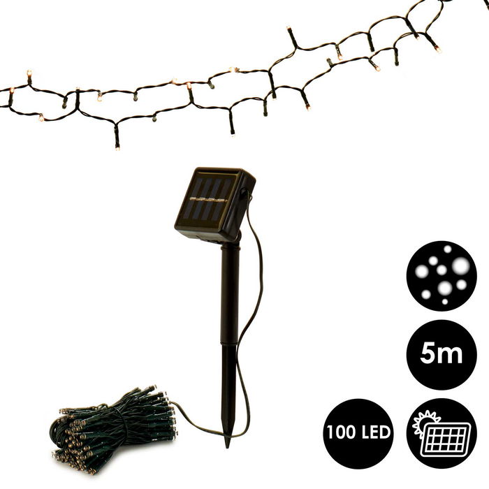 Ibergarden Guirnalda Solar 100 LEDs Blancas, 5 Metros de Largo, Panel Solar y Bateria Recargable Incluidos, Color Negro, Dimensiones 13 x 10 x 7 cm (Set de 12) Ibergarden Guirnalda Solar 100 LEDs Blancas, 5 Metros de Largo, Panel Solar y Bateria Recargable Incluidos, Color Negro, Dimensiones 13 x 10 x 7 cm (Set de 12)