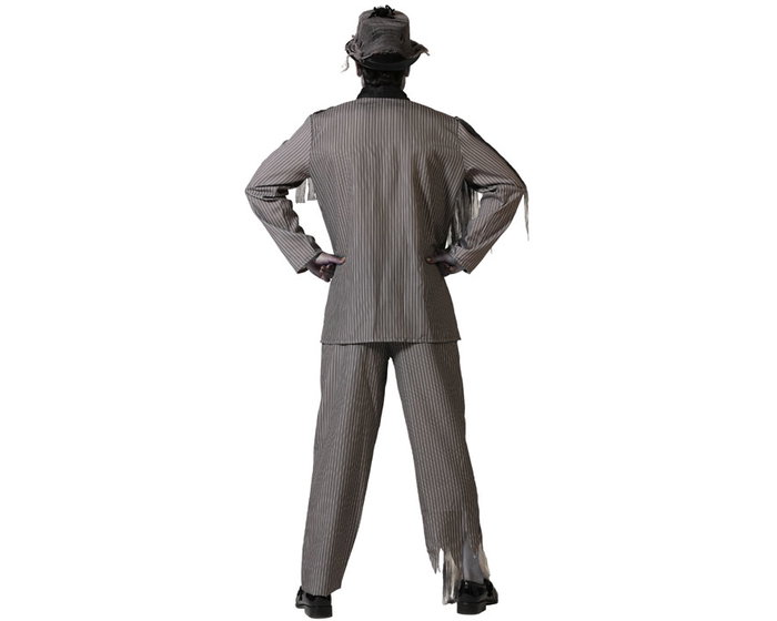 Disfraz Novio Zombi Gris Con Chaqueta Y Pantalón A Rayas XXL Halloween Hombre