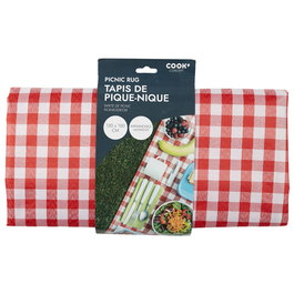 Cook Concept Mantel de Picnic Vichy Rojo y Blanco Impermeable 150x130 cm