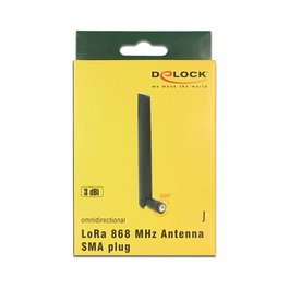 DeLOCK Antena LoRa Omnidireccional 3 dBi 868 MHz SMA Hembra con Gelenk, Color Negro, para Interior