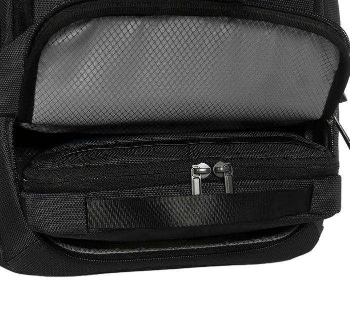 Targus HeritageLuxe Mochila de viaje para Hombre con Compartimento para Portátil 16", Negro, Poliéster