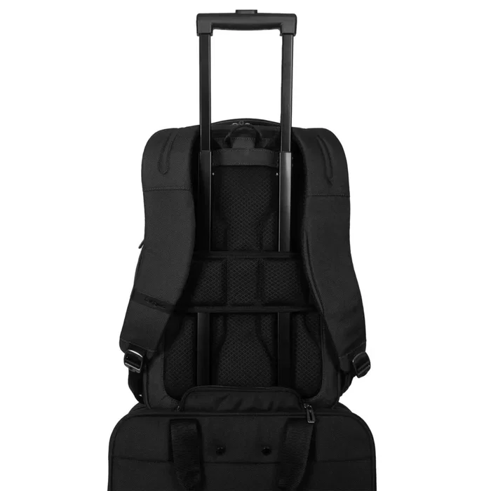 Targus HeritageLuxe Mochila de viaje para Hombre con Compartimento para Portátil 16", Negro, Poliéster