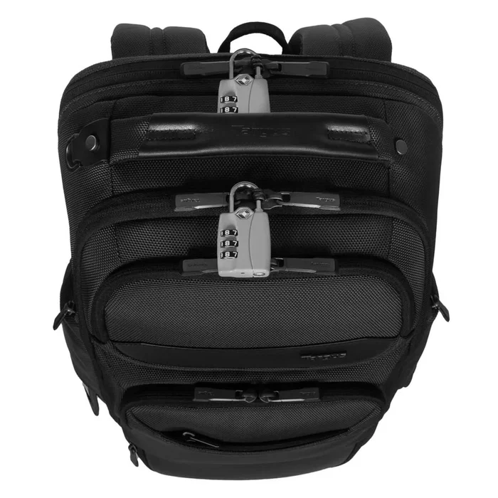 Targus HeritageLuxe Mochila de viaje para Hombre con Compartimento para Portátil 16", Negro, Poliéster