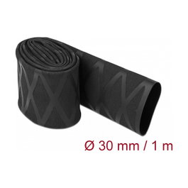 DeLOCK Tubo termorretráctil con patrón en X antideslizante 1 m x 30 mm Negro