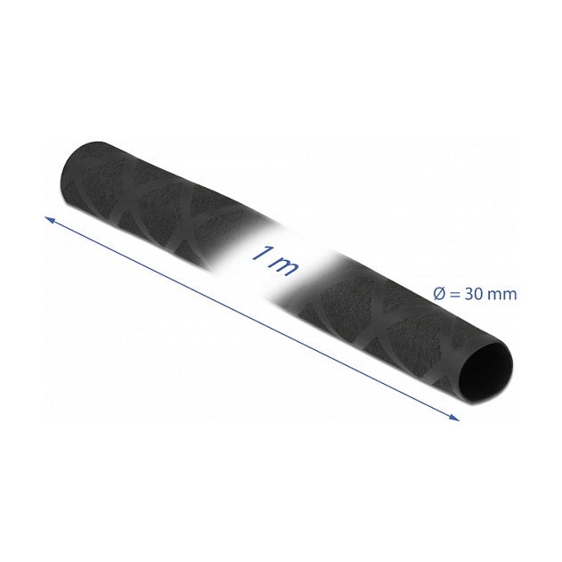 DeLOCK Tubo termorretráctil con patrón en X antideslizante 1 m x 30 mm Negro