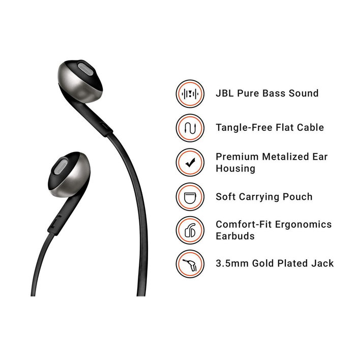 JBL Tune 205 Auriculares Intraaurales Alámbricos Negro JBL Tune 205 Auriculares Intraaurales Alámbricos Negro