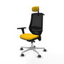 PIQUERAS Y CRESPO Silla de oficina Mardos Amarillo y Negro con mecanismo Sincro/Traslack, Brazos 3D y Cabecero 2D, para Parqué