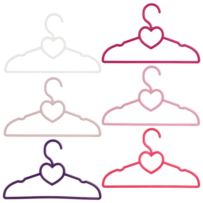 Home Deco Kids Juego De 6 Perchas Infantiles Con Modelos Surtidos: Corazones, Lazos, Coches, Nubes, Con Barra Inferior Y Muescas Laterales - 28x0,5x17 Cm