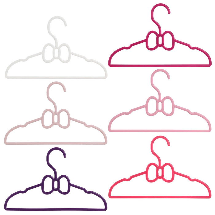 Home Deco Kids Juego De 6 Perchas Infantiles Con Modelos Surtidos: Corazones, Lazos, Coches, Nubes, Con Barra Inferior Y Muescas Laterales - 28x0,5x17 Cm