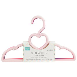 Home Deco Kids Juego De 6 Perchas Infantiles Con Modelos Surtidos: Corazones, Lazos, Coches, Nubes, Con Barra Inferior Y Muescas Laterales - 28x0,5x17 Cm