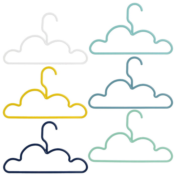 Home Deco Kids Juego De 6 Perchas Infantiles Con Modelos Surtidos: Corazones, Lazos, Coches, Nubes, Con Barra Inferior Y Muescas Laterales - 28x0,5x17 Cm