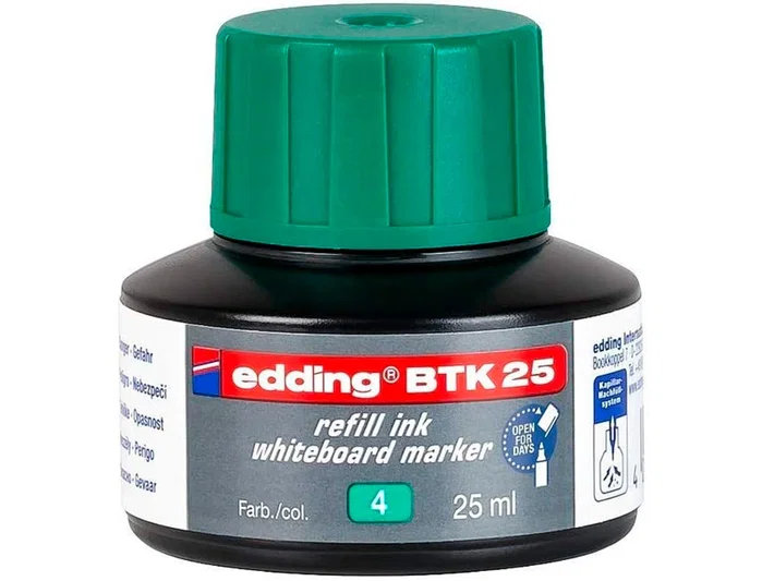 Edding Tinta para rotulador de pizarra blanca BTK-25 verde 25 ml Edding Tinta para rotulador de pizarra blanca BTK-25 verde 25 ml