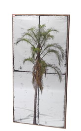 DKD Home Decor Espejo de Metal y Cristal con Palmera y Acabado Envejecido