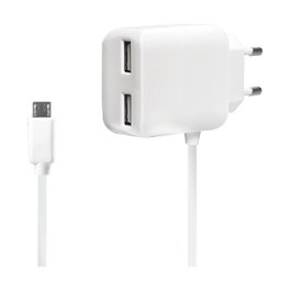 LogiLink Cargador 240V 2+1xUSB 2,1A blanco