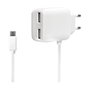 LogiLink Cargador 240V 2+1xUSB 2,1A blanco