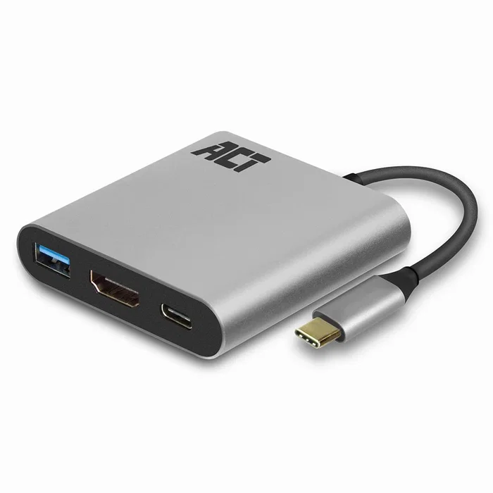 ACT Connectivity Adaptador USB-C a HDMI 4K, USB-A y Power Delivery AC7022 Gris ACT Connectivity Adaptador USB-C a HDMI 4K, USB-A y Power Delivery AC7022 Gris