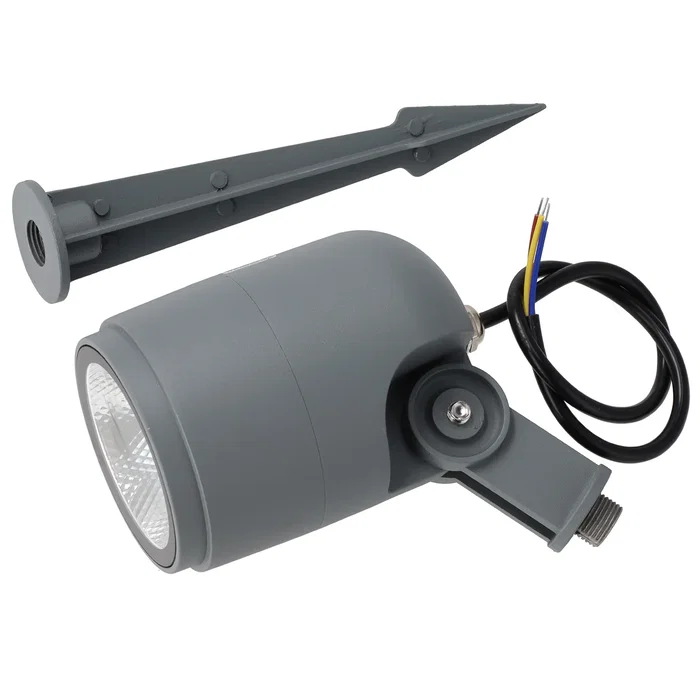 Foco Led con Pincho Jardín 12W IP65 2700K Acabado Gris