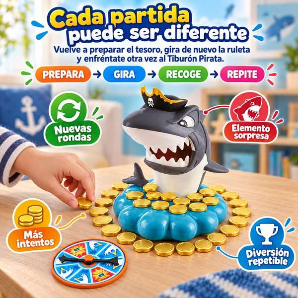 Jugatoys - enfamilia Juego ¡Tiburón Pirata!