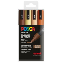 POSCA Marcador PC-5M Colores Madera Surtidos Estuche de 4 Unidades