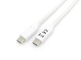 Equip 128361 Cable USB-C a USB-C (USB 3.2 Gen 1) 1 m Blanco, 5 Gbps, Carga Rápida PD hasta 60W (3A), Conectores Niquelados