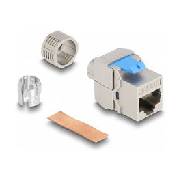 DeLOCK Módulo Keystone RJ45 Hembra a LSA Cat.8.1 Sin Herramientas, Plano, Metálico, Compatible T568A/B, para Cable S/UTP (STP) AWG 23 - 1 Pieza