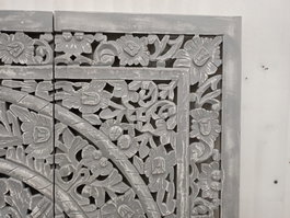 DKD Home Decor Cabecero Cama Indio Mandala Gris 180 x 180 cm Set de 3