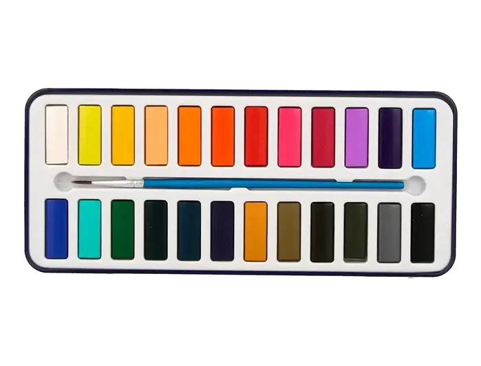 Liderpapel Acuarela con Pincel, Estuche Metálico, 24 Colores Surtidos, Ideal para Artistas