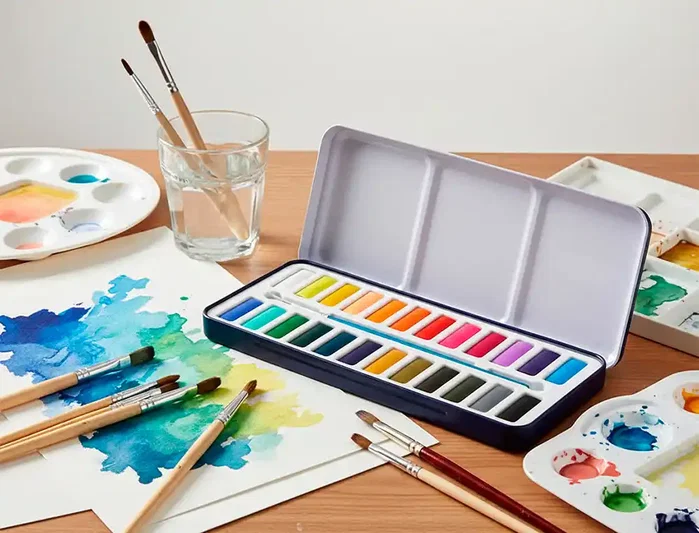 Liderpapel Acuarela con Pincel, Estuche Metálico, 24 Colores Surtidos, Ideal para Artistas