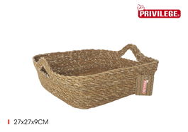 Inde Cesta Cónica de Mimbre Cuadrada con Asa 27 cm x 27 cm x 9 cm (8 Unidades)