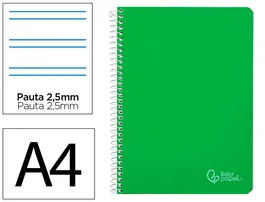 Liderpapel Cuaderno Espiral A4 Witty Tapa Dura 80 Hojas 90gr Pauta 2,5mm Con Margen Color Verde