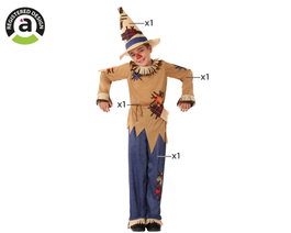 Disfraz Espantapájaros El Mago de Oz para Niño 10-12 Años - Incluye Sombrero, Camiseta y Pantalón de Fantasía