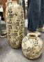 DKD Home Decor Jarrón Terracota Floral Artesanal Blanco y Azul